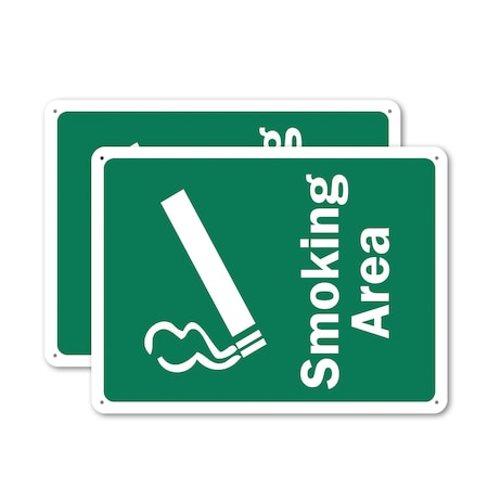 Signmission Smoking Area, 14 in W x Rectangle, Plastic OS-2PACK-MISC-P-1014-L-19516